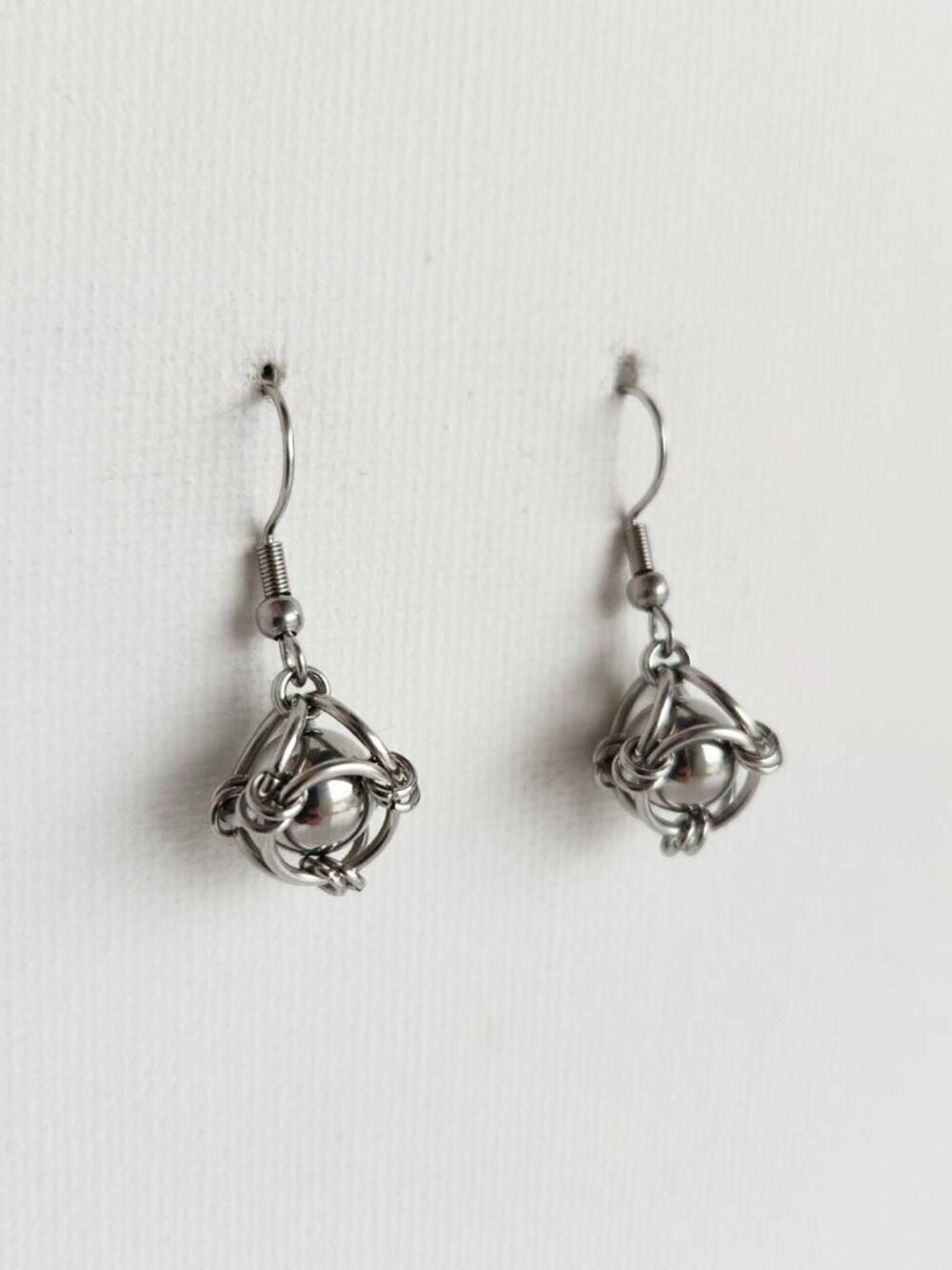 Silver chainmail earrings